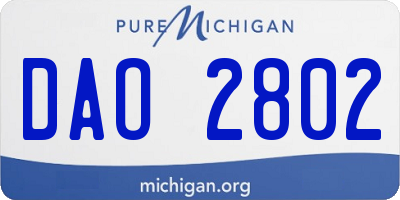 MI license plate DAO2802