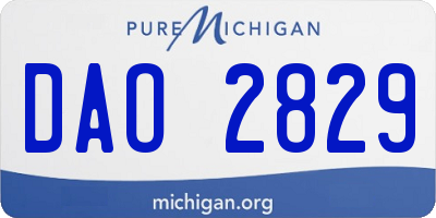 MI license plate DAO2829