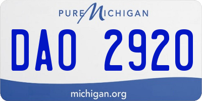 MI license plate DAO2920
