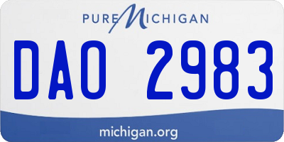 MI license plate DAO2983