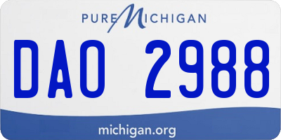 MI license plate DAO2988