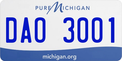 MI license plate DAO3001