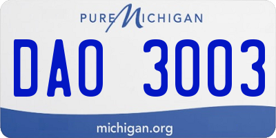 MI license plate DAO3003