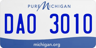 MI license plate DAO3010
