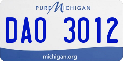 MI license plate DAO3012