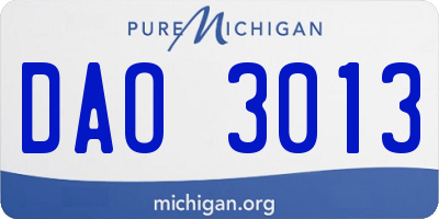 MI license plate DAO3013
