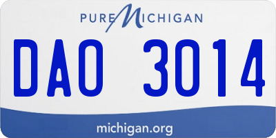 MI license plate DAO3014