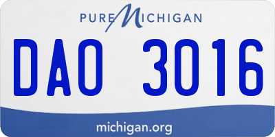 MI license plate DAO3016