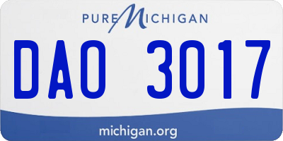 MI license plate DAO3017