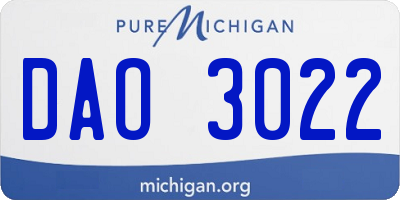 MI license plate DAO3022