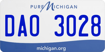 MI license plate DAO3028