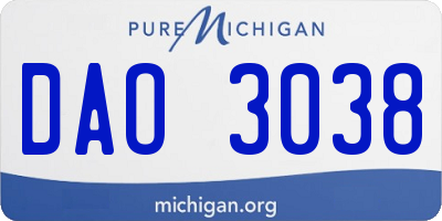 MI license plate DAO3038