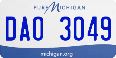 MI license plate DAO3049