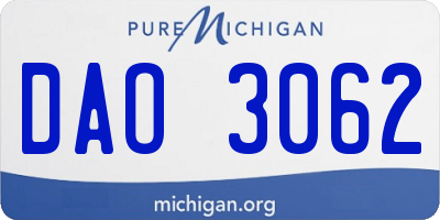 MI license plate DAO3062