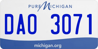MI license plate DAO3071