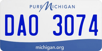 MI license plate DAO3074
