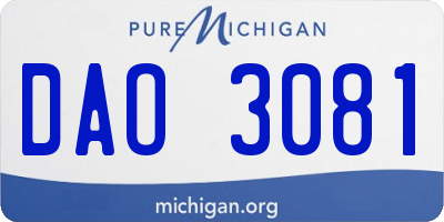 MI license plate DAO3081
