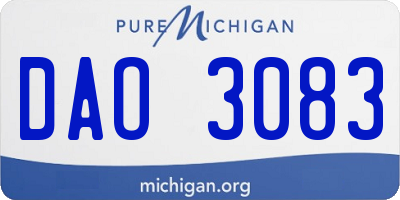 MI license plate DAO3083