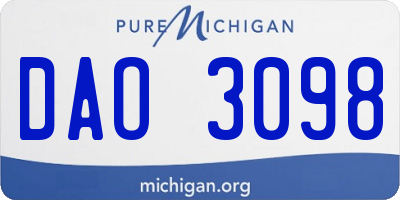 MI license plate DAO3098