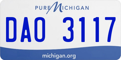 MI license plate DAO3117