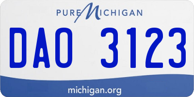 MI license plate DAO3123