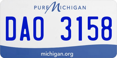 MI license plate DAO3158