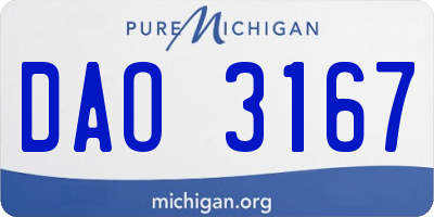 MI license plate DAO3167