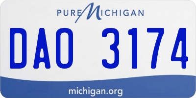 MI license plate DAO3174