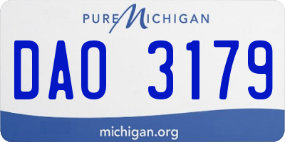 MI license plate DAO3179