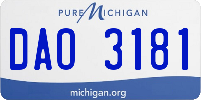 MI license plate DAO3181