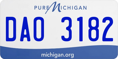 MI license plate DAO3182