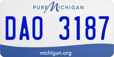 MI license plate DAO3187