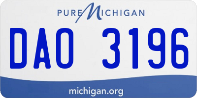MI license plate DAO3196