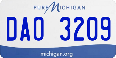 MI license plate DAO3209
