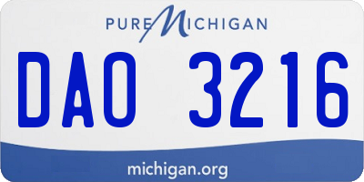 MI license plate DAO3216