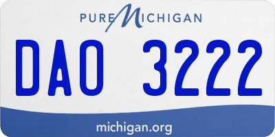 MI license plate DAO3222