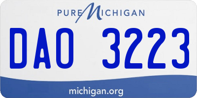 MI license plate DAO3223