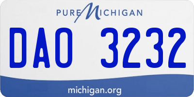 MI license plate DAO3232