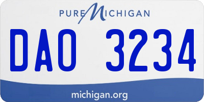 MI license plate DAO3234