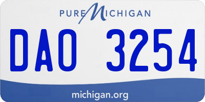 MI license plate DAO3254