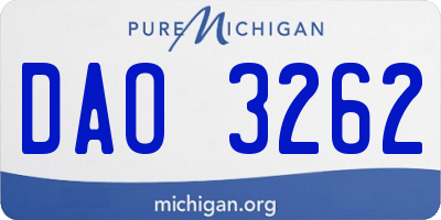 MI license plate DAO3262