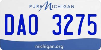 MI license plate DAO3275