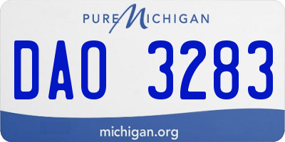 MI license plate DAO3283