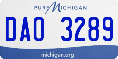 MI license plate DAO3289