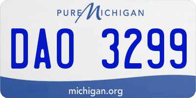 MI license plate DAO3299