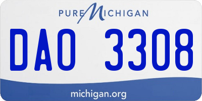 MI license plate DAO3308
