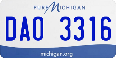 MI license plate DAO3316