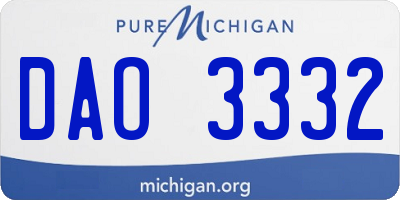 MI license plate DAO3332