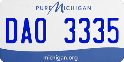 MI license plate DAO3335