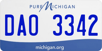 MI license plate DAO3342